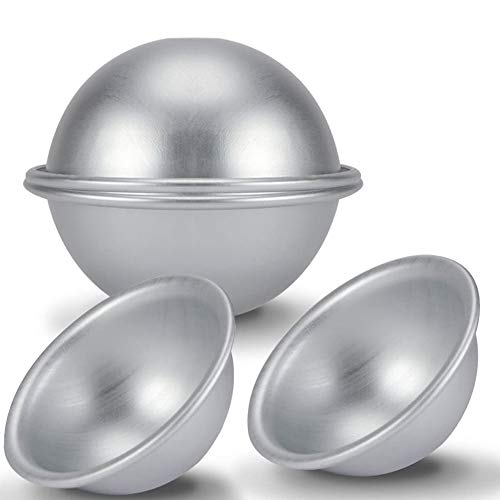 SUNNED Aluminio anodizado Molde de pastel de hemisferio moldes para pasteles 10 cm Semiesférico Tarta Molde bomba de baño para hornear, 4 piezas