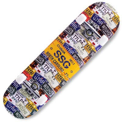 Tabla de skate completa de 78,7 x 20,3 cm para cubierta de arce de 7 capas, tablas estándar para niños, niñas, adolescentes, adultos principiantes (amarillo)