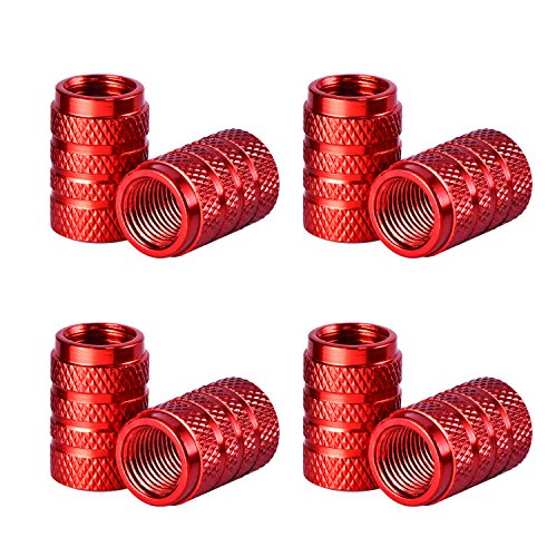Tapas de Válvulas de Neumático de Coche Tapones de Válvulas de Rueda Tapa de Neumático a Prueba de Polvo, 8 Piezas (Rojo)