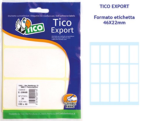 Tico E-4622A. Bolsa de 150 etiquetas blanca escribible a mano 46x22 mm, 10 hojas