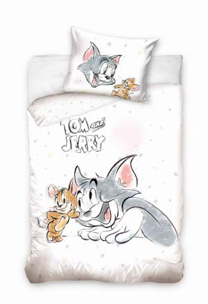 Tom & Jerry - Juego de cama (algodón, 90 x 120 cm y 40 x 60 cm)