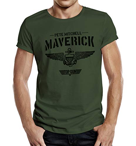 Top Gun Camiseta con licencia original de la película Tom Cruise. Maverick Oliv XXL