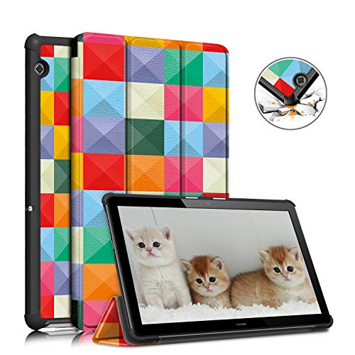 TOPCASE Funda Compatible con Huawei MediaPad T5 10,Ultra Delgado Carcasa con Soporte Función para Huawei MediaPad T5 10 10.1 2018,Colorful Cube