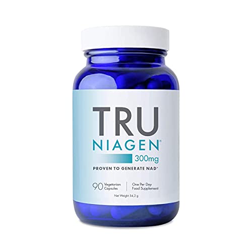 TRU NIAGEN Nicotinamide Riboside NAD + Suplemento para la reducción del cansancio y la fatiga, fórmula NR patentada más eficiente que NMN, 300 mg por dosis 90 días (3 meses / 1 frasco)