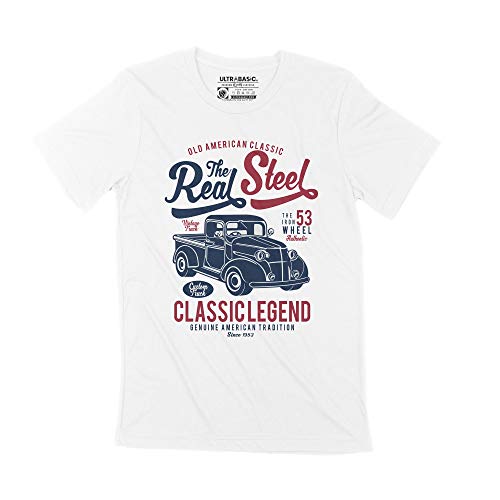 Ultrabasic Camiseta Gráfica Hombre The Real Steel - Classic Legend - Custom Truck - blanco - Small