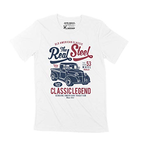 Ultrabasic Camiseta Gráfica Hombre The Real Steel - Classic Legend - Custom Truck - blanco - Small Ultrabasic Camiseta Gráfica Hombre The Real Steel - Classic Legend - Custom Truck - blanco - Small