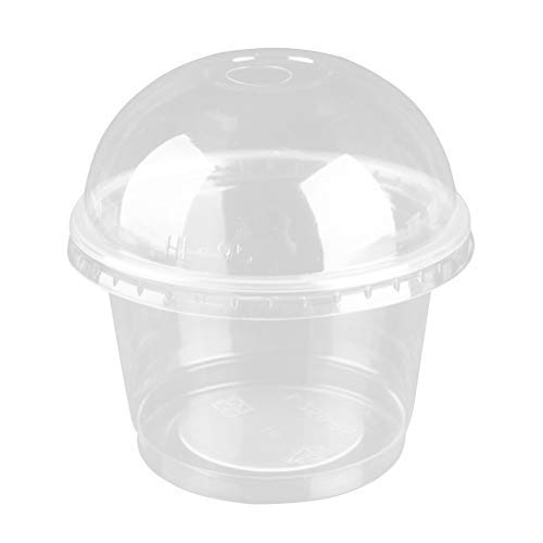 UPKOCH Tazas de con tapa de cúpula de orificio transparente para pudín Café Té Jugo de fruta Leche Suministros para fiestas 250 ml