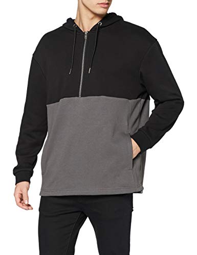 Urban Classics Kapuzen-Pullover Relaxed Half Zip Hoodie Sweatshirt Sudadera con Capucha, Sombra Oscura, XL para Hombre