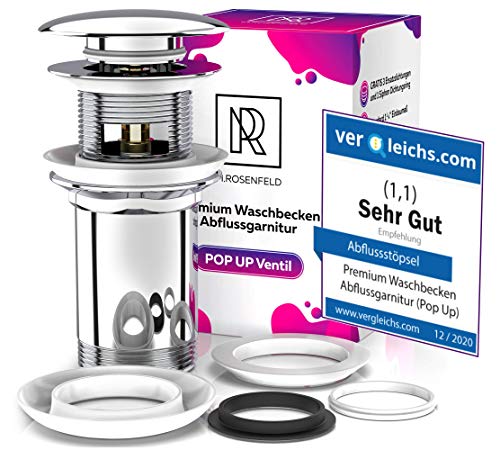 Válvula Desagüe con Rebosadero Desagüe – Tapones de Desagüe Lavabo Válvula Pop-Up Válvula - Desagüe con Rebosadero Desagüe Universal Click-Clack Válvula Desagüe con Rebosadero Desagüe – Tapones de Desagüe Lavabo Válvula Pop-Up Válvula - Desagüe con Rebosadero Desagüe Universal Click-Clack