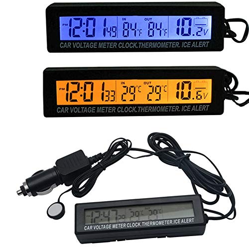 vap26 3 en 1 Reloj Digital para Coche Entrada/Temperatura Exterior Termómetro Medidor de Voltaje Pantalla LED