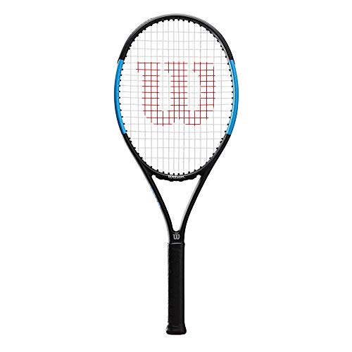 Wilson Raqueta de tenis, Ultra Power 100, Jugadores de nivel intermedio, Compuesto de fibra de carbono y basalto, Negro/azul, WR018010U3
