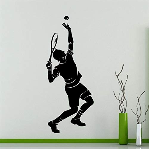 wopiaol Tenista Silueta Etiqueta de la Pared Deporte Serie Hombre Jugando Tenis patrón Vinilo Pared Mural calcomanías hogar salón decoración