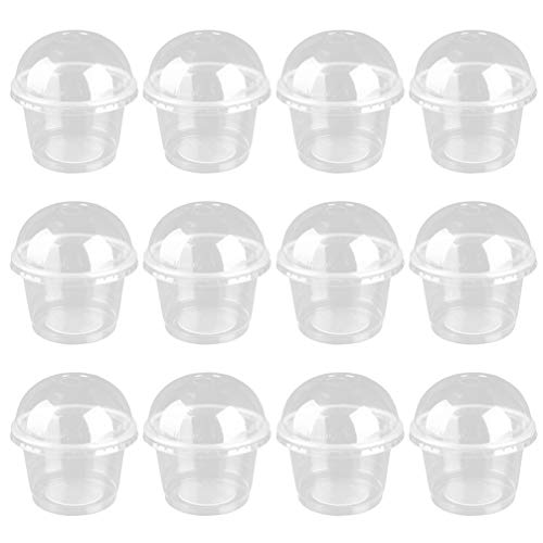 YARNOW 50 Unidades de Tazas de Plástico Transparente con Tapas Tazas de Postre con Tapas Tazas de Helado Tazas de Plástico para Frutas Mini Tazones de Aperitivos Y Tapas de Cúpula 250Ml