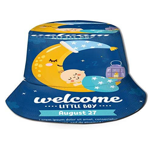 YZBEDSET Sombrero Pescador Unisex,Baby Shower Tarjeta Magia Niños Ilustración,Plegable Sombrero de Pesca Aire Libre Sombrero Bucket Hat para Excursionismo Cámping De Viaje Pescar