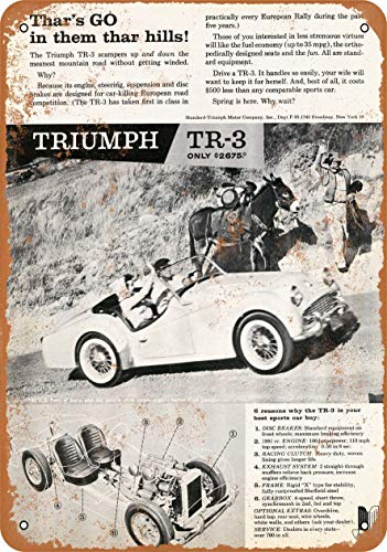 1959 Triumph TR-3 Sports Car Cartel de carteles de chapa vintage Placa de carteles de metal Pintura de hierro Decoración de pared retro 12 × 8 pulgadas