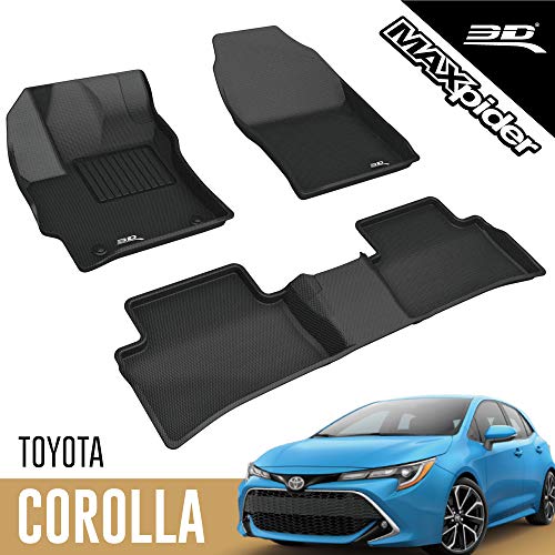 3D MAXpider Juego Completo de Alfombrillas para Todo Tipo de Clima, Color Negro, para Modelos seleccionados de Toyota Corolla Hatchback 2019-2021