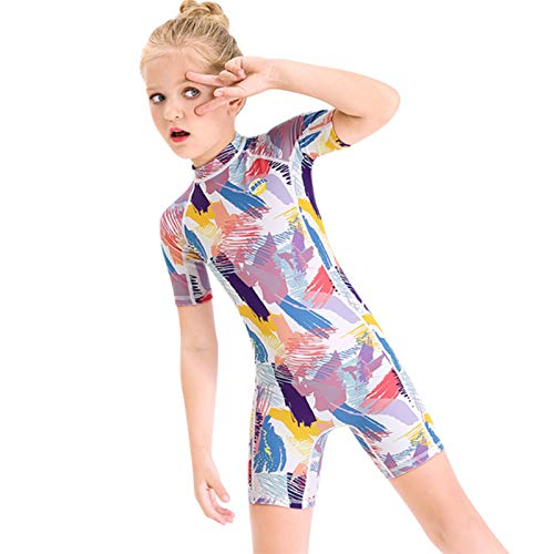 ACCLD Traje de baño de buceo colorido para niñas traje de baño corto para niños traje de baño delgado a la deriva medusas traje de baño para niños, D, M