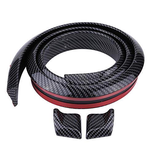 Alerón trasero para maletero, 1,5 m/4,9 pies, fibra de carbono, goma suave, alerón trasero para techo de coche, pegatina para labios(Negro)