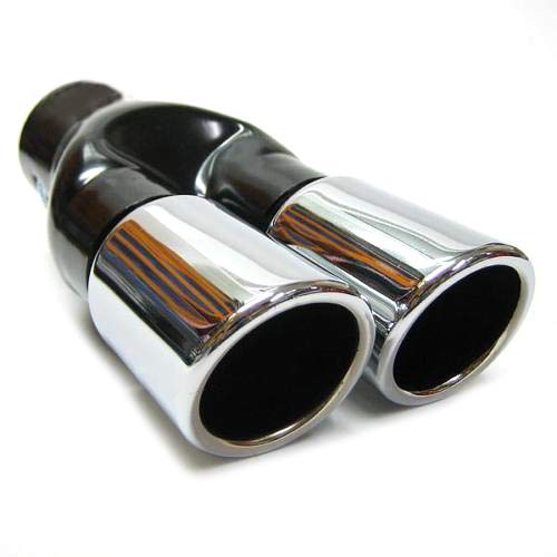 Autohobby 171 - Doble tubo de escape universal para tubo de escape de acero inoxidable de hasta 57 mm de diámetro, cromado