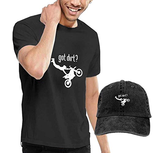 Baostic Camisetas y Tops Hombre Polos y Camisas, Got Dirt Bike Motocross T-Shirts and Caps, Black Fashion Sport Casual T-Shirt + Cowboy Hat Set for Men