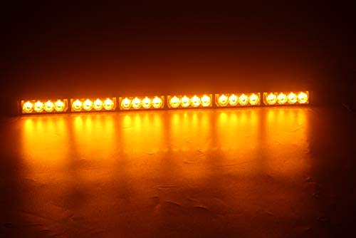 Barra de luz estroboscópica, ZONCENG 72W 24 LED Luz de emergencia del coche Luces de circulación diurna Luz intermitente luz de trabajo de señal de tráfico 12V (Ámbar)