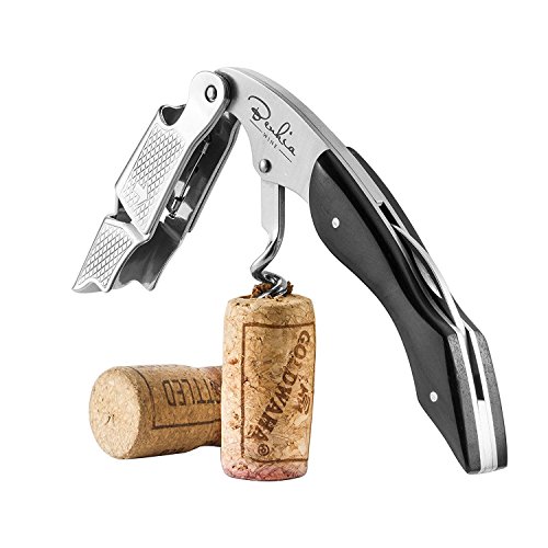 BENKIA Sacacorchos de camarero con mango de madera de color negro - Sacacorchos profesional fabricado en acero inoxidable de calidad gastronómica con abrebotellas y cortacápsulas BENKIA Sacacorchos de camarero con mango de madera de color negro - Sacacorchos profesional fabricado en acero inoxidable de calidad gastronómica con abrebotellas y cortacápsulas