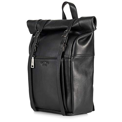 Berliner Bags Premium Mochila de cuero Lille Mochila para portátil para hombres y mujere Negro