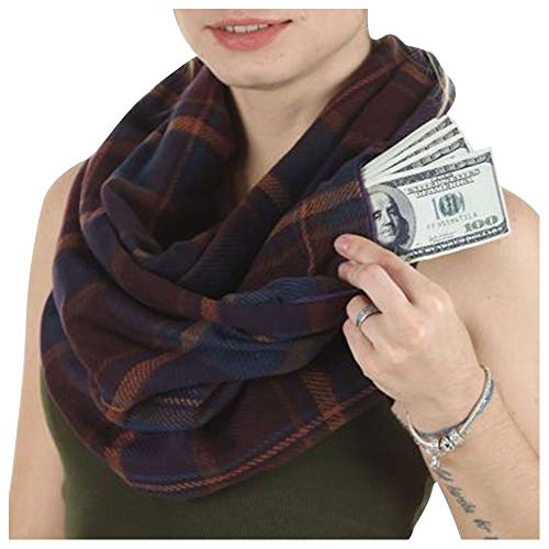 Bufanda Tubular Mujer Invierno Fular Circular Infinita Bufanda Tubo Pasamontañas Chal con Bolsillo Oculto Calentador Redondo Braga de Cuello Pañuelo Cuadros Escoceses Tartan Infinity Scarf KDWBGZF12