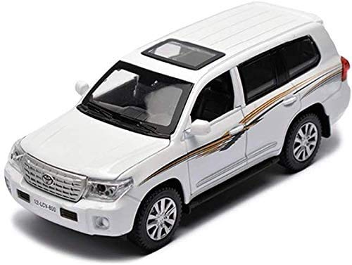 Car Modelo Coche 1:24 Toyo-ta Land Cruiser SUV Simulación Aleación Die-Fasting Toy Ornaments Deportes Colección de Autos Joyería 20x8x7cm (Color: Blanco)