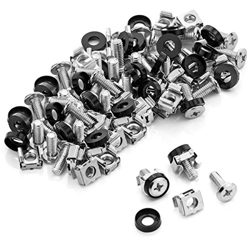deleyCON 50x Juego de Tuercas Enjauladas M6 y Tornillos para Armario de Red Carcasa del Servidor 19 y 10 Pulgadas Montaje Juego - Plata deleyCON 50x Juego de Tuercas Enjauladas M6 y Tornillos para Armario de Red Carcasa del Servidor 19 y 10 Pulgadas Montaje Juego - Plata