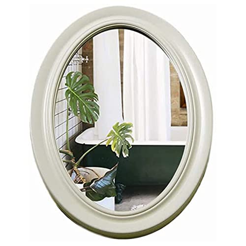 EWR Mueble de baño – Espejo de tocador negro y blanco, espejo de maquillaje clásico de diosa para sala de estar, librería, espejo decorativo ovalado, multifunción, color blanco – 79 x 74 cm