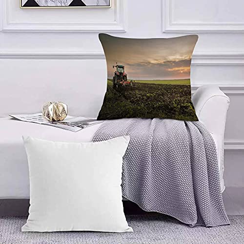 Funda de Cojín Funda de Almohada del Hogar Vida Agricultura Tractor Arado Arado Campo Flatland Granja Marrón Anochecer Tierra Industr Sofá Throw Cojín Almohada Caso de la Cubierta para 45x45cm