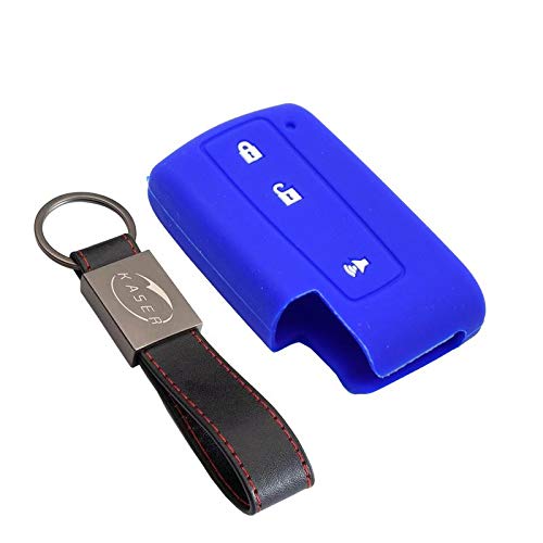 Funda Silicona para Llave Toyota – Carcasa Llaveros 2/3 Botones para Coche Prius Auris Aygo RAV4 Yaris Vios C-HR Cover Case Protección Remoto Mando Auto Keyless (Azul)