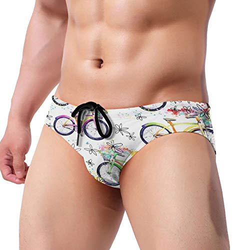GAHAHA Swim Briefs para hombres hermosa bicicleta trajes de natación cintura baja con cordón para hombre ropa interior de buceo pantalones deportivos