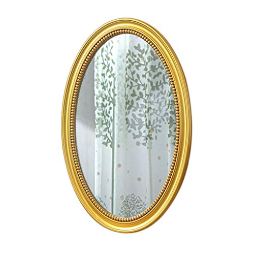 GAXQFEI Espejo de Pared Decorativo, Espejo de Maquillaje Colgante de la Vendimia para el Dormitorio Decoración de la Cómoda de la Sala de Estar, Oro Óvalo de Oro Antiguo,40 × 60 cm