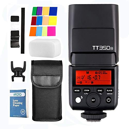 Godox TT350N - Cámara flash Speedlite TTL GN36 2.4G HSS 1/8000s para Nikon sin espejo DDSLR D810 D800 D750 D700 D610 D7100 D5200 D90 y sin cámara de espejo digital