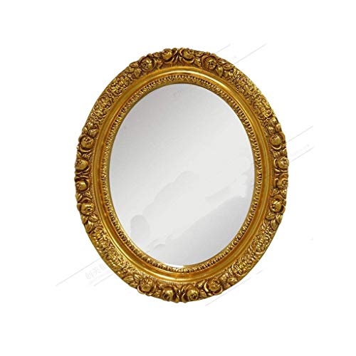 HLL Espejos, Espejo de Vanidad Retro Espejo Decorativo, Espejo de Maquillaje Oval de Alta Definición. Baño para el Espejo de la Belleza Vieja Apto para la Entrada Corredor Múltiples Estilos,Oro,65 *