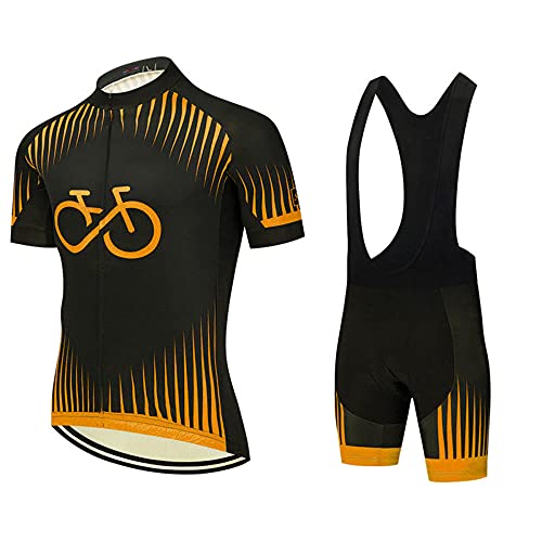 HXTSWGS Trajes de Jerseys de Ciclismo para Hombre, Equipo de Ropa de Bicicleta de Manga Corta de Verano Trajes de Ciclismo con Cremallera completa-A09_XS