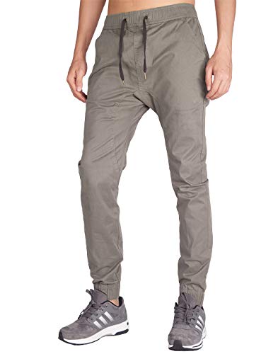 ITALY MORN Jogging Pantalones Harem Hombre Jogger Chino Tapered Sport Workwear (M, Medio Gris)