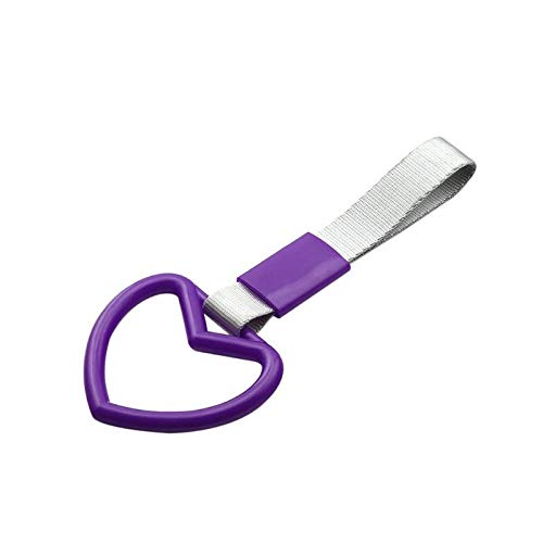 JCMY Cuerda de cabrestante 1 PCS Mango Auto Parts corazón del Anillo de autobús Tren de Mano del cinturón Drift Drift Drift PVC con Encanto para Auto (Color : Purple)