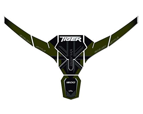 Kit de Pegatinas 3D Collar y Protector de Depósito para Triumph Tiger Explorer 1200-2016-2017 - Metal Verde