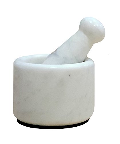 KLEO Juego de mortero y mortero de piedra de mármol blanco de 2.5 "de diámetro, especias, triturador de pastillas de medicina - TAMAÑO PEQUEÑO