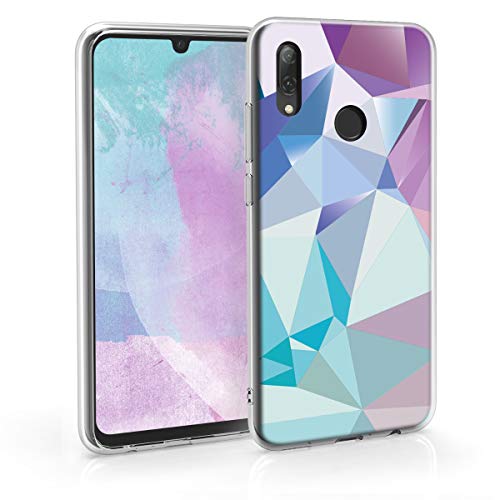 kwmobile Funda Compatible con Huawei P Smart (2019) - Carcasa de TPU y triángulos asímetricos en Azul Claro/Rosa Claro/Azul