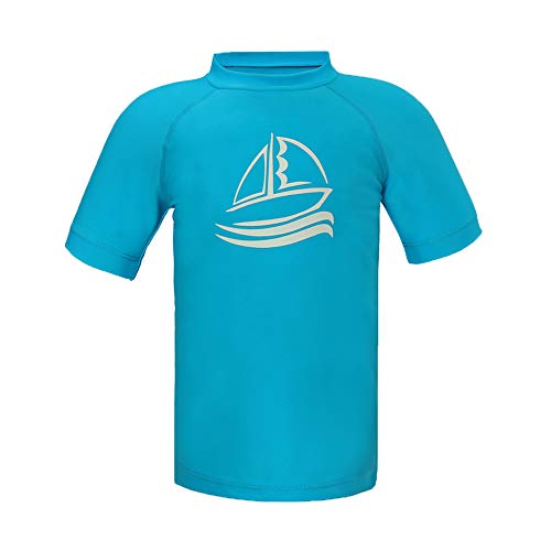 LACOFIA Camiseta de baño de Manga Corta para niños Traje de baño niño con protección Solar UPF 50 + Secado rapido Estampado Cielo Azul 9-10 años