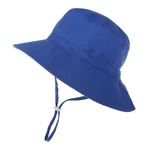 LACOFIA Sombrero de Sol para bebé niño Ajustable Gorro Verano de Pescador para niños ala Ancha para Exteriores/natación/Playa/Piscina Azul 3-7 años