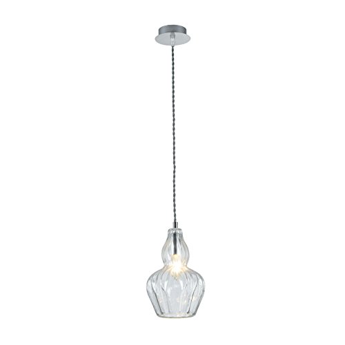Lámpara colgante moderna, lampara de techo, con estilo discreto, de metal color chrome, la tulipa en vidrio,bombilla no incluida, 40 W E14 220 V -240 V