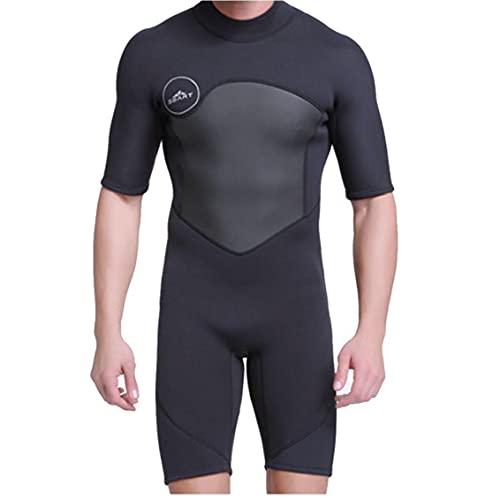 Liadance Traje De Espesor 3 Mm De Neopreno Traje De Manga Corta De Los Hombres del Buceo con Escafandra De Baño Traje De Baño Negro XL