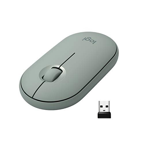 Logitech Pebble Ratón Inalámbrico, Bluetooth o 2,4 GHz con Receptor Unifying, Ratón con Clic Silencioso para Portátil/Notebook/PC/Mac/iPad OS/Chromebook - Verde