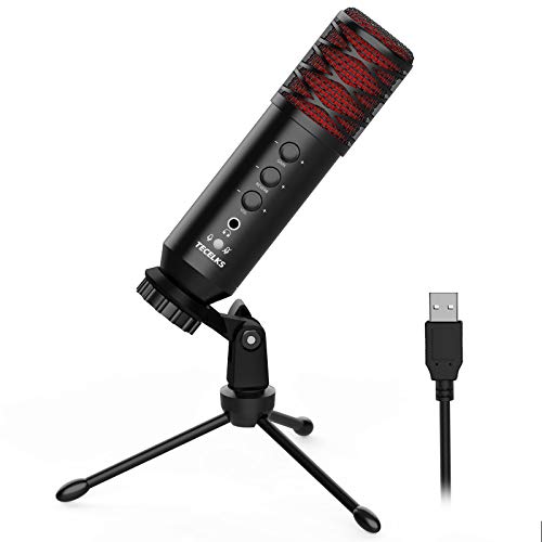 Micrófono PC USB, TECELKS Micrófono de Condensador Profesional con Soporte & Filtro Pop para Transmisión, Grabación Vocal, Podcasting, YouTube, TIK Tok, Voice Over, Plug & Play