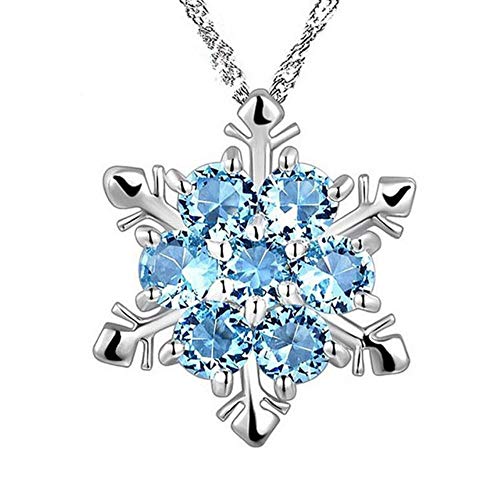 Moda Mujer Crystal Zircon Snowflake Colgante Collar Joyería Navidad Año Nuevo Regalos TT @ 88, lago azul